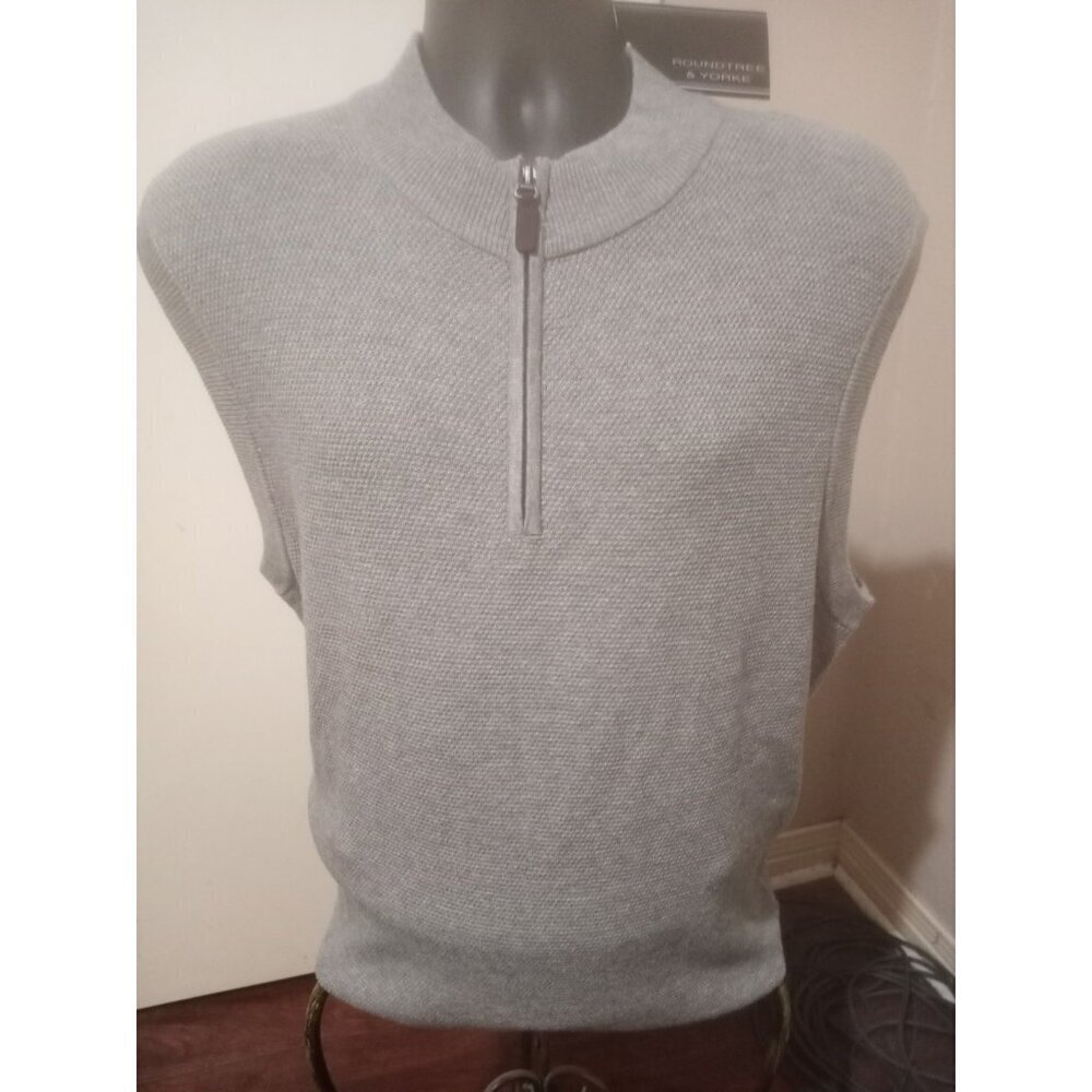 New Roundtree Yorke Mens 1/4 Zip Pullover Sweater Vest Large L Gray NWT
